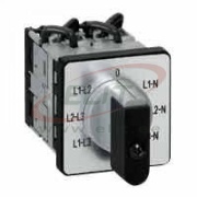 Cam Switch, 0-L1L2-L2L3-L3L1| 90°, 1P 16A 690VAC, voltmeter, incl. legend plate, Legrand