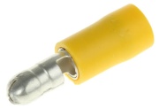 Bullet Connector Kog m 5 g, male, insulated, 4..6mm² 300V, D5mm, -25..75°C, PVC, brass, 100pcs/pck, yellow