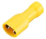 Receptacle Con vv 6.3 g, fully insulated, female, 4..6mm² 300V, tab 0.8x6.4mm| 648, -25..75°C, PVC, brass, 100pcs/pck, yellow
