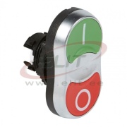 Push-button Osmoz, twin head| green I, red O, ø22.5mm, metal bezel, IP66/69K, Legrand