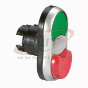 Push-button Osmoz, twin touch head| green I ^red O projecting, ø22.5mm, metal bezel, IP66/69K