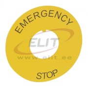 E-Stop Marker, Ø60mm, ø22.5mm, EMERGENCY STOP, PA66, -40..100°C, UL94 V-2, self-adhesive, Legrand, yellow