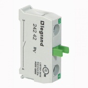 Contact Block Osmoz, 1NO 10A 600VAC, 2x 2.5mm², screw clamp, mount on control station base, Legrand