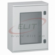 Wall-Mount Enclosure Marina, 400Wx500Hx206D, colored toughened glass window 245Wx335H, fiberglass-reinforced polyester, UV resistant, IP66 IK10, grey