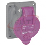 Panel Mount Socket Hypra, 2P 16A 20/25V, plastic, IP44
