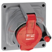 Panel Mount Socket w. Prisinter Hypra, 3P+E 32A 415VAC, plastic, IP44