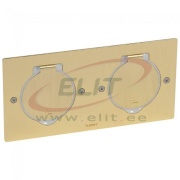 Floor Socket Box Arteor/Mosaic, rectangular, 2x 2M, white LED, 180° opening flap, IP44 IK08, golden brushed