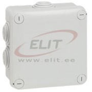 Plastic Box Plexo, 105Wx105Hx55D, 7glands ø4..25mm cable/tube,  -25..40°C, PS, cover with 4x ¼ turn lock screw, IP55 IK07, grey