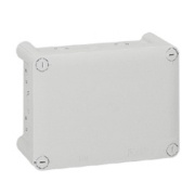 Plastic Box Plexo, 180Wx140Hx86D, 10glands ø4..32mm cable/tube, -25..40°C, PS, cover with 4x ¼ turn lock screw, temp. resistance 750°C, IP55 IK07, grey