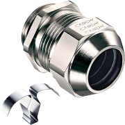 Cable Gland Progress EMC easyConnect, M12x1.5, ø3.5..5mm| 2piece sealing insert, thread 5mm, ss 1.4310 contact spring, -60..100°C, nickel-plated brass ^TPE, incl. NBR  CE/IEC/VDE/UL/EAC, IP68/69