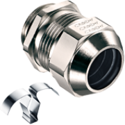 Cable Gland Progress EMC easyConnect, M25x1.5, ø12.5..20.5mm| 2piece sealing insert, wrench 30mm, thread 7mm, ss 1.4310 contact spring, -60..100°C, nickel-plated brass ^TPE ^NBR, incl. O-ring, CE/IEC/VDE/UL/EAC, IP68/69