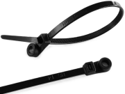 Cable Tie w. Screw Mount 382/7.6 SW, 54.4kg, Polyamide 6.6, -40..85°C, UL94 V-2, UL ^Lloyd’s, 100pcs/pck, black