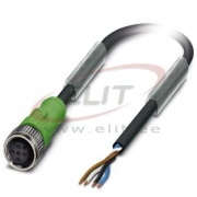 Sensor/actuator Cable SAC-4P-3.0-PUR/M12FS, M12 4pin socket », 4A 250VAC/DC, -25..90°C, L3m PUR cable, IP68, Phoenix, black