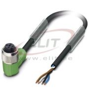 Sensor/actuator Cable SAC-4P-10.0-PUR/M12FR, M12 90° 4pin socket », 4A 250VAC/DC, -25..90°C, L10m PUR cable, IP68, Phoenix, black