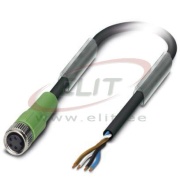 Sensor/actuator Cable SAC-4P-3.0-PUR/M8FS, M8 4pin socket », 4A 48VAC/ 60VDC, -25..90°C, L3m PUR cable, IP68, Phoenix, black