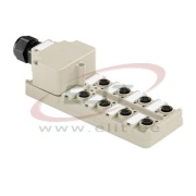 Sensor/Actuator Passive Distributor SAI-8-M 5P M12 ECO, 8x M12 5pin socket, 18x LED, hood, -20..90°C, Pocan, 10..30VDC, M20, IP68