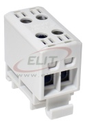 Tapping Terminal Block Al/Cu UK16/2A, 1P (4holes) 1.5-16mm² 150/164A 1000VAC/ 1500VDC, Hex4 1.5Nm 1.5mm²/ 3.5Nm 2.5..6mm²/ 7Nm 10..16mm², TS35, grey