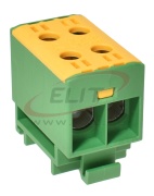 Tapping Terminal Block Al/Cu UK35/2PE, 1P (4holes) 2.5-35mm² 240/270A 1000VAC/ 1500VDC, Hex4 3Nm 2.5..16mm²/ 6Nm 25..35mm², TS35, yegr