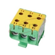 Tapping Terminal Block Al/Cu UK50/3PE, 1P (6holes) 2.5-50mm² 290/320A 1000VAC/ 1500VDC, Hex5 4Nm 2.5..4mm²/ 12Nm 6..50mm², TS35, MaxPro, yegr