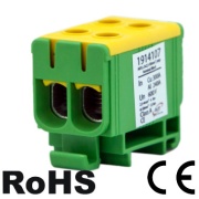 Tapping Terminal Block Al/Cu UK50/2PE, 1P (4holes) 2.5-50mm² 290/320A 1000VAC/ 1500VDC, Hex5 4Nm 2.5..4mm²/ 12Nm 6..50mm², TS35, MaxPro, yegr