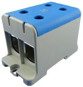 Tapping Terminal Block Al/Cu UK150/2N, 1P (4holes) 35-150mm² 580/640A 1000VAC/ 1500VDC, Hex6 14Nm 25..50mm²/ 35Nm 70..150mm², TS35/ panel mount, MaxPro, blue