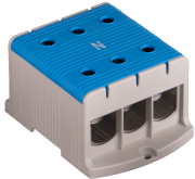 Tapping Terminal Block Al/Cu UK240/3N, 1P (6holes) 35-240mm² 760/850A 1000VAC/ 1500VDC, Hex8 26Nm 35..120mm²/ 46Nm 150..240mm², panel mount, MaxPro, blue