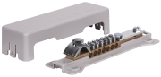 Equipotential Busbar POT 2x 16/25, base, cover, 2x (strip 30x4mm/ conductor ø8..10mm, ø50mm², 7x ø6..25mm²)