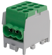 Main Terminal Block Al/Cu HLAK 25-1/4 M2, 2x 25/16mm²/ 4x 16/10mm², 130/100A 1000VAC/DC, 2.5/2Nm, TS35, green