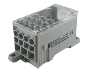 Distribution Block Al/Cu PVB 250-3/8, 150/185mm²/ 3x 35mm², 8x16mm², 250A 1000VAC/DC, incl. markers, TS35, mounting plate, grey