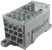 Distribution Block Al/Cu PVB 400-3/8, 185/185mm²/ 3x 35mm², 8x 16mm², 400A 1000VAC/DC, incl. markers, TS35, mounting plate, grey