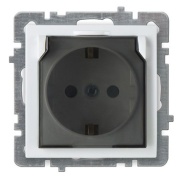 Socket Touran, mech.| 2P+E Schuko shuttered, cover, 16A 250VAC, flush mount, white