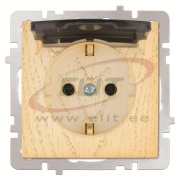 Socket Touran, mech.| 2P+E Schuko, cover, 16A 250VAC, flush mount, maple