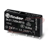 Ultra-Slim EM PCB Relay 34.51., 1CO (SPDT) 6A 250VAC, cv 24VDC sensitive, W5mm, PCB mount/ TS35