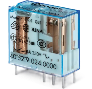 Relay 40.52, 2CO (DPDT) 8A 250VAC, cv 24VDC, 5mm pin pitch, PCB mount ^TS35 sockets (95.05/55/P5/85.3/95.3/65)
