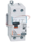 Residual Current Operated Circuit Breaker DX³, 1C+N 10A 30mA type AC 10kA, N right hand, 2M