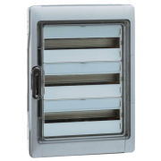 SM Distribution Box Plexo³, 3x 12M, 90A 400VAC, PEN 22^22, 622x340x161mm, reinforced polystyrene ^PC, -25..40°C, incl. 16 cable glands, UV-stable, HF, cl. II, IP65 IK09, transparent^grey