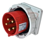 PM Industrial Flange Inlet, 3P+N+E 32A 415VAC, IP67, MaxPro, red