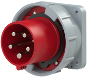 PM Industrial Flange Inlet, 3P+N+E 125A 415VAC, IP67, MaxPro, red