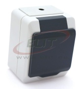 SM Socket Nortic, 2P+E Schuko tamperproof, 16A 250VAC, plug-in clamp, IP44, grey