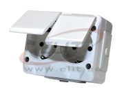 SM Socket Nortic, 2x 2P+E Schuko tamperproof, 16A 250VAC, plug-in clamp, IP44, white