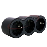 Multi-Socket Plug, 3x front outlets schuko 2P+E 16A 230V, 3680W, black