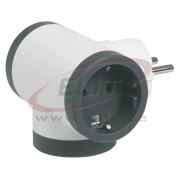 Multi-Socket Plug, T-shaped 3x outlets schuko 2P+E 16A 230V, 3680W, white-black