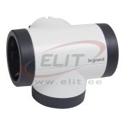 Multi-Socket Plug, T-shaped 3x outlets schuko 2P+E 16A 230V, 3680W, rotative, white-black