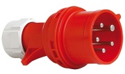 Industrial Phase Inverter Plug, 3P+N+E 32A 415VAC, IP44, MaxPro, red