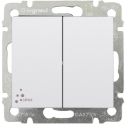 Switch Valena, mech.| 2gang 2way, 10A 250VAC, spring clamp, IP44, white