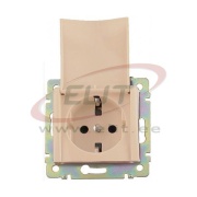 Socket Valena, mech.| 2P+E Schuko w. flap, 10/16A 250VAC, 2.5mm² screw clamp, beige