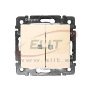 Switch Valena, mech.| 2gang 1way w. indicator, 10A 250VAC, spring clamp, beige