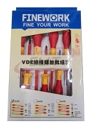 VDE Screwdriver Set, 8pcs| 0.4×2.5x75, 0.8×4.0x100, 1.0×5.5x125, 1.2×6.5x150, PH0x60, PH1x80, PH2x100, voltage tester 3.0x70, 1000V