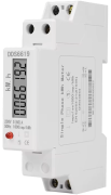 Energy Meter DDS6619, 5/60A (1Ø-2w)x 230VAC, LCD w. backlight, pulse output 1600imp/kWh, cl.1, -20..55°C, W18mm, TS35