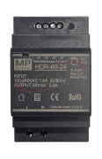 Modular Power Supply HDR, input 85..264VAC/120..370VDC, output 60W 2.5A 21.6..29VDC, LED, op. temp -30 to +70°C, W52.5mm, TS35/15/7.5, MaxPro